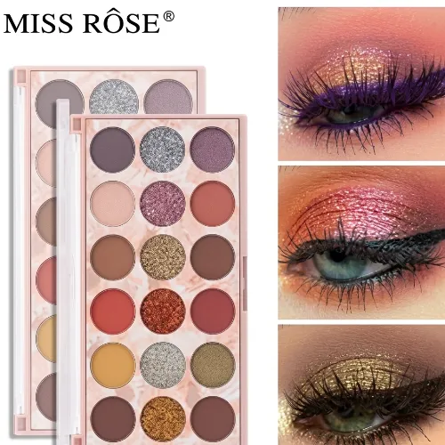 Miss Rose 12 color eyeshadow and 6 color glitter palette - Product Image